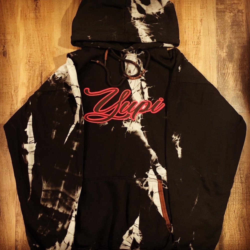 Custom Made Yupi Black tie dye hoodie